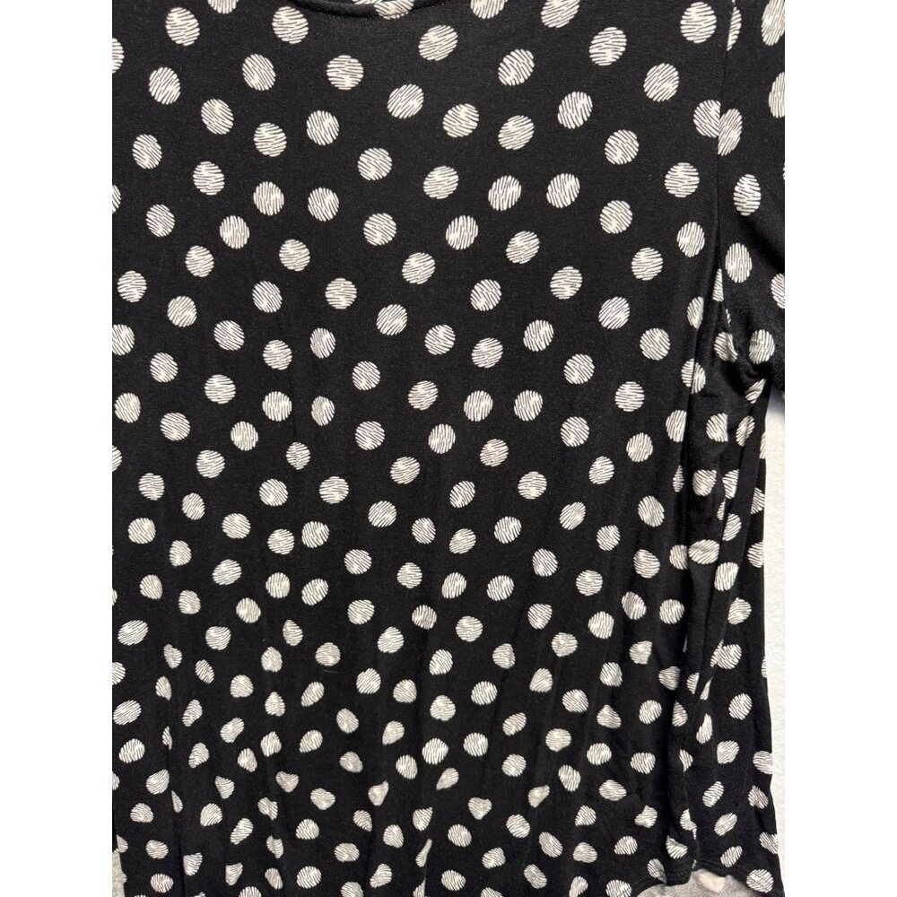 Black & White Polka Dot 3/4 Sleeve Top Womens 1X Premise Studio Lightweight - Picture 2 of 9